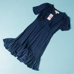 NEW Michael MK True Navy Fashion Basics Drop Waist Stretch Knit Dress Sz XS